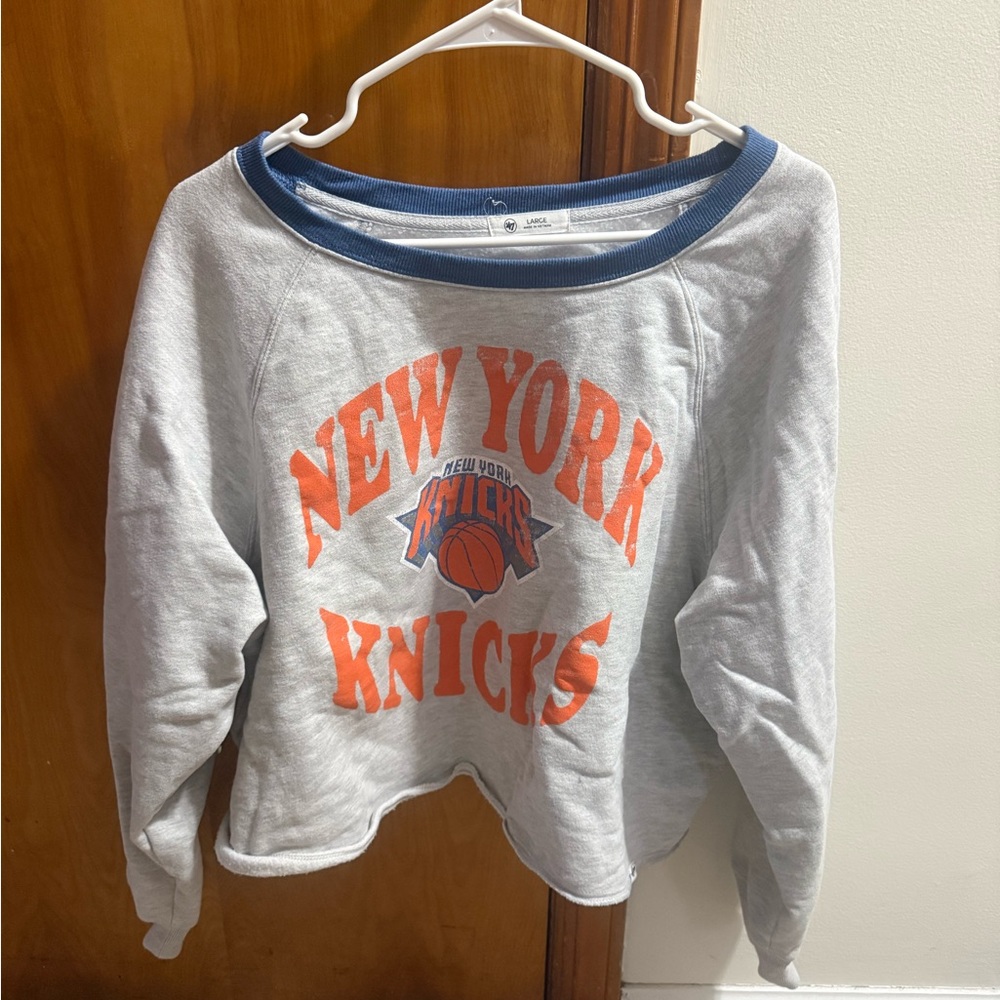 47 Brand Gray and Blue New York Knicks Sweatshirt